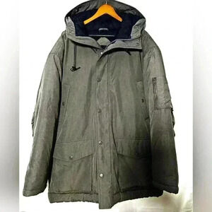 🛑 ROOKY Authentic Mens Hooded Grey Nylon Coat w/Pockets Galore Size XL